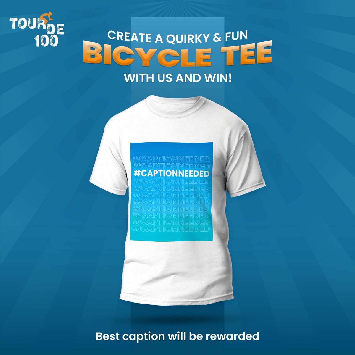 tourde100's tweet photo. ๐ธContest Alert!๐ธ #captionneeded
Participate in this fun Caption Contest of Tour De 100. Give an interesting, fun, and quirky caption for this T-shirt. The most suitable caption of 1 lucky winner will get Amazon gift vouchers worth Rs.500/- ๐.
โญComment your Caption https://t.co/C0LYESLP6j