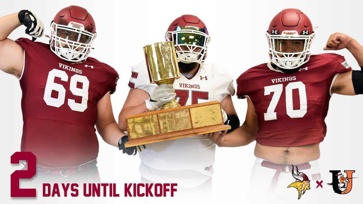 The O-line is ready... ARE YOU?! 
Just 2️⃣ days until the Thursday night season opener at Jamestown. @vcsu_football has won the last 2 meetings with the Jimmies. 
#OwnTheBucket #GoVikings #SeasonOpener