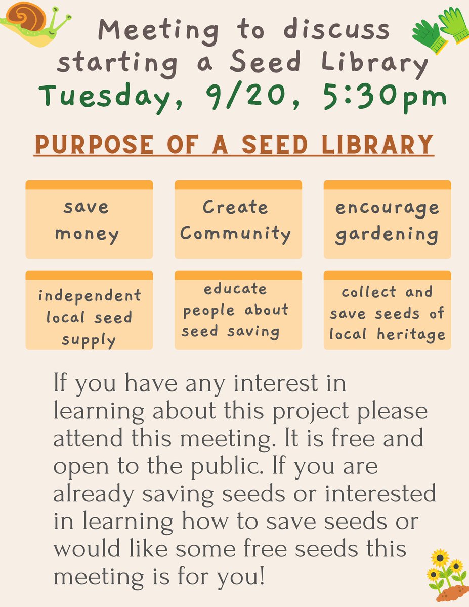 McDowellPubLib's tweet photo. Don't miss out on the meeting to discuss a new seed library! Hosted by the Master Gardeners on September 20th, 5:30pm at the Marion Library. https://t.co/cIKjXjBYRJ