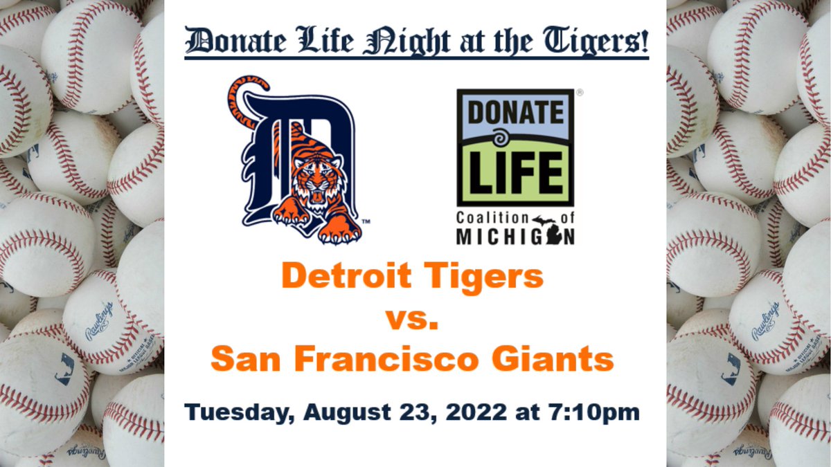 DonateLifeMI's tweet photo. Tonight is Donate Life Night at the Tigers! Find us in Section 218 and at our info/donor registry table near Gate A. 
Watch for the Check Your Heart video PSA being played on the JumboTron early in the game - Thanks @GiftofLifeMich!!!
Thank you @tigers Charity of the Game🐯⚾💙💚 https://t.co/jRsuhvNFya