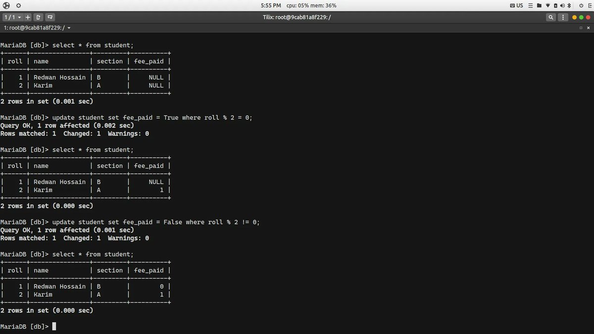 redwan_ping's tweet photo. #100DaysOfCode
#Day_81
Getting by hands dirty by sql. It is pretty fun to code and do CRUD operations in SQL. https://t.co/ILW0Rsjr6m