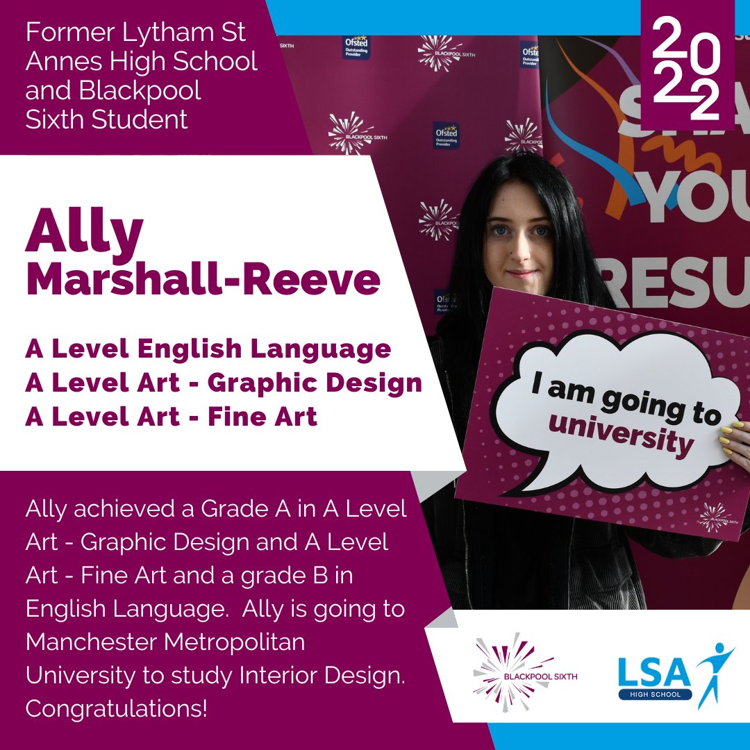 BlackpoolSixth's tweet photo. π Student Success π Congratulations to all of our students who have received their results, here are a few of our A Level students! #B6RESULTS https://t.co/Lw6Bg71qmU