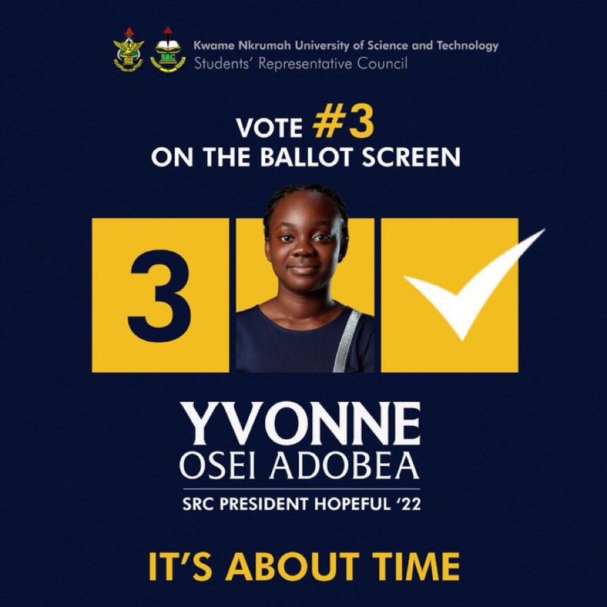 bondzii's tweet photo. Please my KNUST tweeps kindly vote for Yvonne Osei Adobea @osei_adobea as your next KNUST SRC President , vote for competent leadership #isAboutTime https://t.co/BUWz2Pl3W3