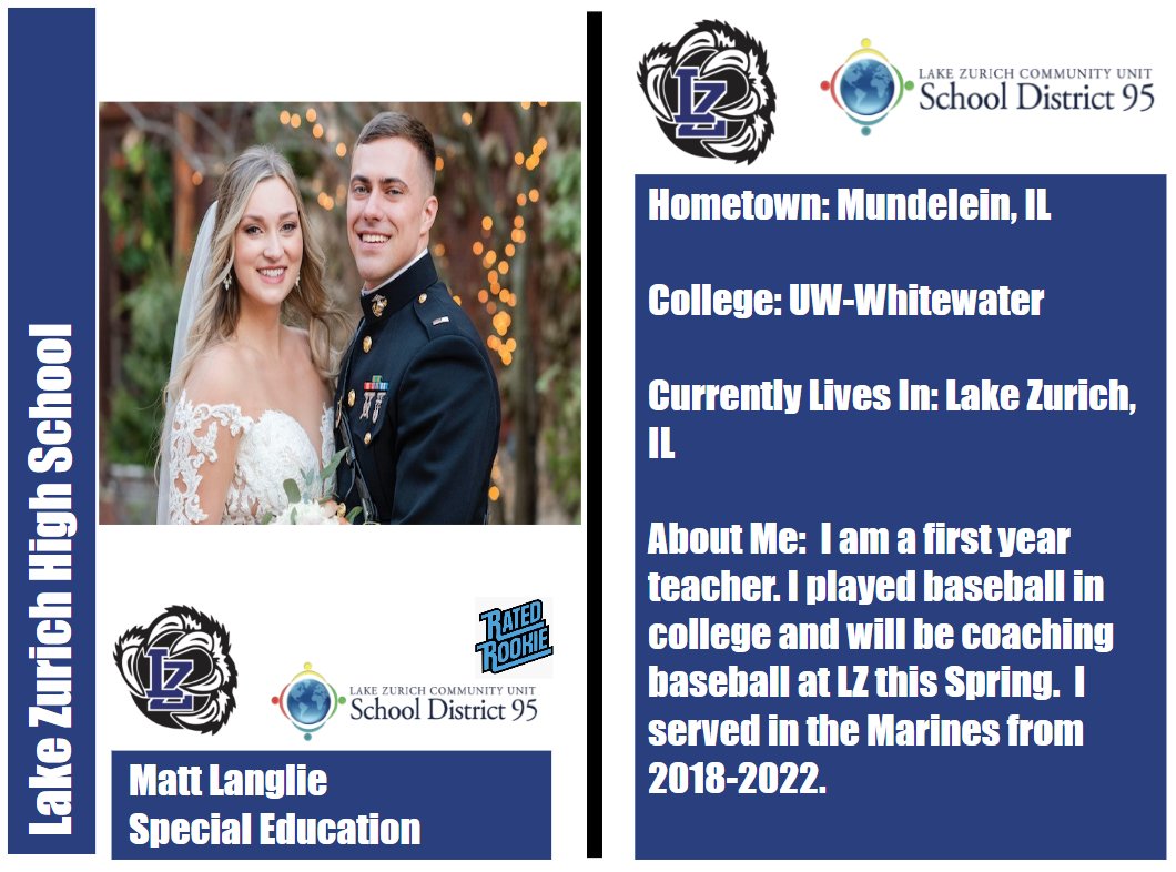 Matt Langlie joins the Lake Zurich High School staff as a new member of our Special Education team! Welcome to the D95 family! #BetterTogetherD95 @ErinDeLuga @D95SocialMedia @LZ95Curriculum @AstallionE @GalltKelley @spedteach8 #LZHS