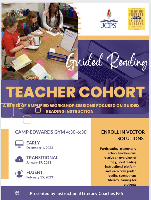 Need support implementing effective guided reading instructional practices in your classroom to accelerate your readers?! Our Instructional Literacy Coaches are providing an opportunity for teachers to get this professional development throughout the school year…come on out!
