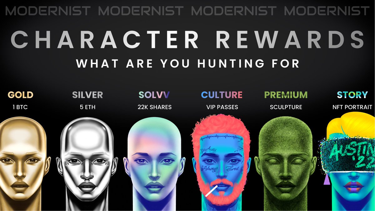 ModernistXYZ's tweet photo. The Modernist Reward Bank has something for everyone

💰Into #Crypto? We got you
📈Want shares in an emerging Startup? We got you
🎸VIP Festival Tickets? We got you
👨‍🎨3D Sculpture? We got you
🖼Custom #NFT Portrait? We got you

And more..

Join the hunt 🏹
https://t.co/71pF5Suz7N https://t.co/8Bx2yuPVP8