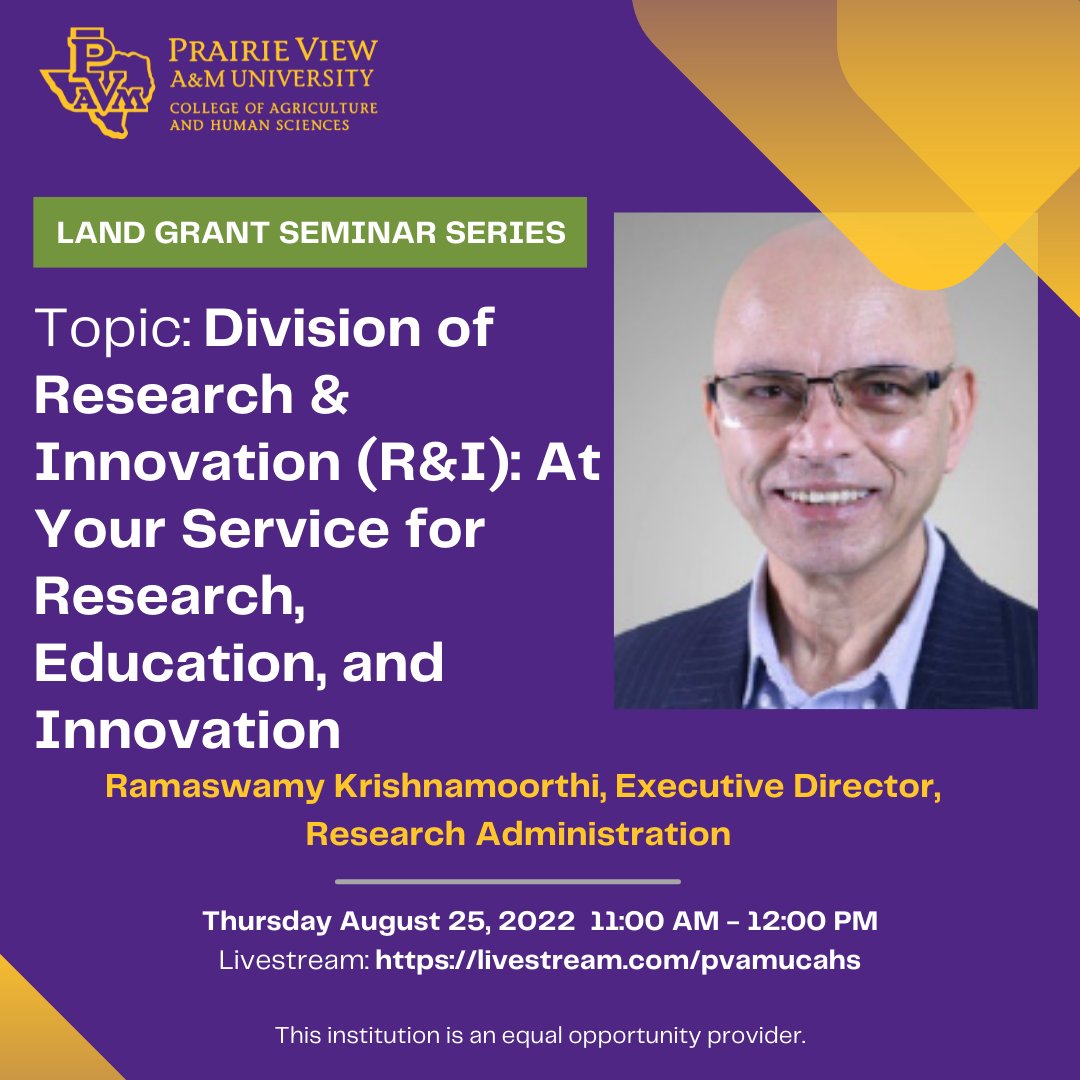 pvamucahs's tweet photo. Join us this Thursday at 11am as we continue our Land-Grant Seminar Series!! #PVAMU #CAHS #AgLife #AgisBack #PVAMUCahs https://t.co/PAAbdZHkSx