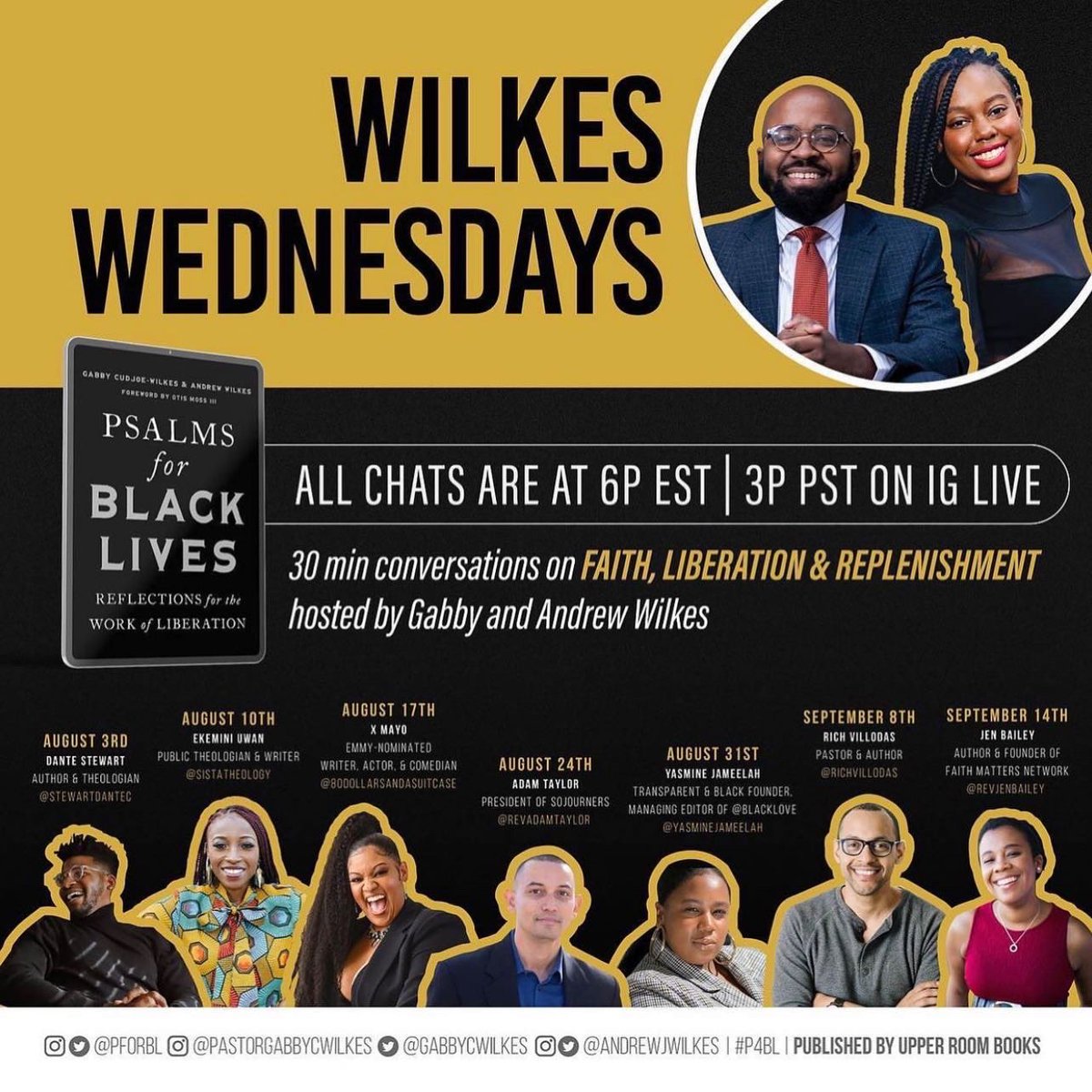 drgabbycwilkes's tweet photo. I’m so excited! Tomorrow’s #WilkesWednesday guest is @revadamtaylor, president of @Sojourners! Join @AndrewJWilkes &amp; me at 6p est tomorrow (8/24) on IG Live! We will be talking faith, Liberation &amp; replenishment! #psalmsforblacklives https://t.co/GFAFSXGMPX