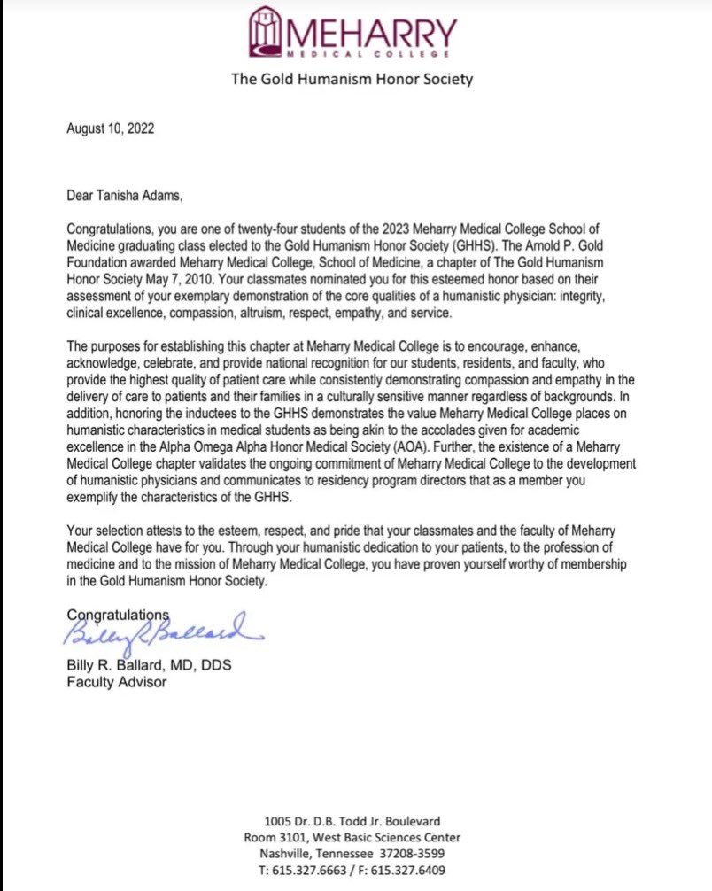 WayneTwpSuper's tweet photo. Our @BenDavisAlumni never cease to amaze me. Congratulations @TanishaAdamsMPH for being chosen for the Gold Humanism Honor Society @MeharryMedical, the nationβs largest independent historically black academic health center. #wearewayne #OnceAGiantAlwaysAGiant https://t.co/Idnw2AvgPL