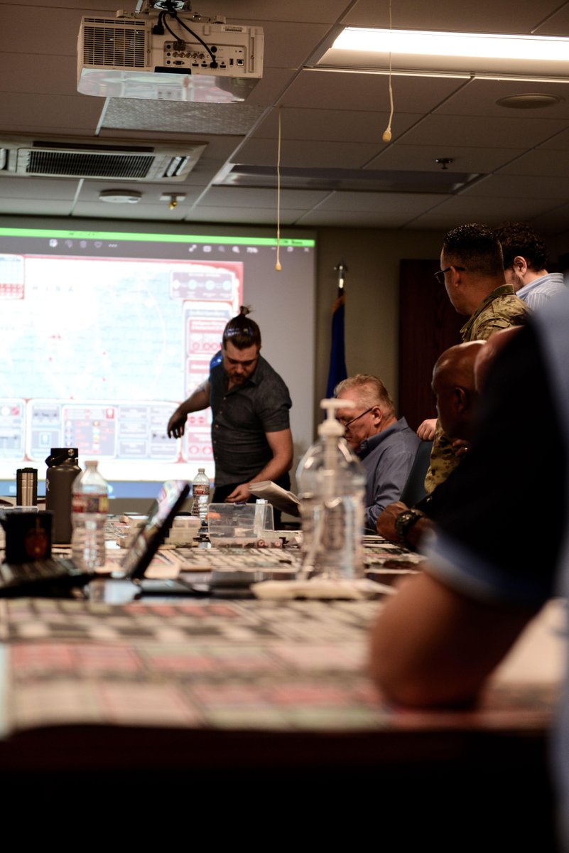 AETCommand's tweet photo. Sometimes the best way to learn is through a good old fashioned board game. 🎲 

Our AETC Future Ops Division is competing in a game of Kingfish ACE, a hypothetical crisis that requires planning, deployment and execution using the Air Force’s new Agile Combat Employment model. https://t.co/IfwmG8hsTS