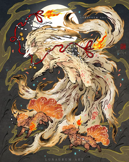 three foxes  