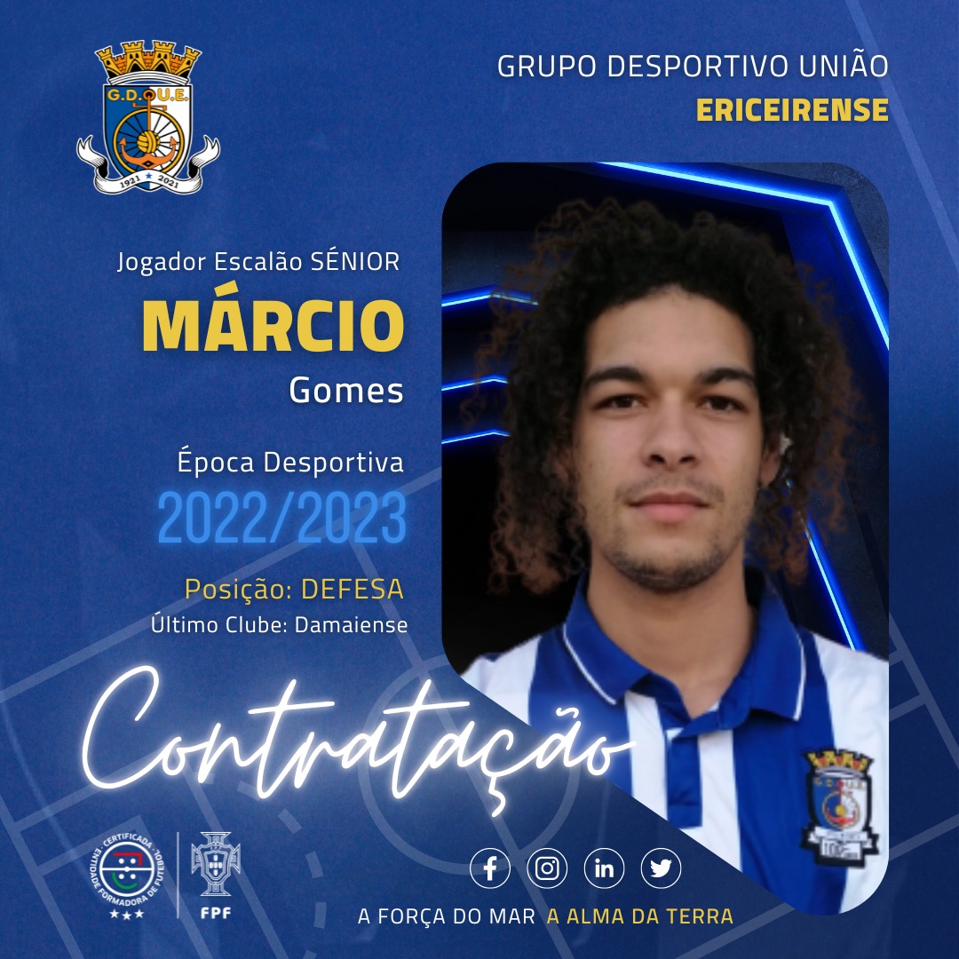 Contratação para a Equipa SÉNIOR  na nova época desportiva 2022/2023

Apresentamos assim a nossa mais recente contratação para o escalão SÉNIOR que aceitou ser um Guerreiro do Mar:

Nome - Márcio Gomes
Posição - Defesa
Último Clube - Damaiense