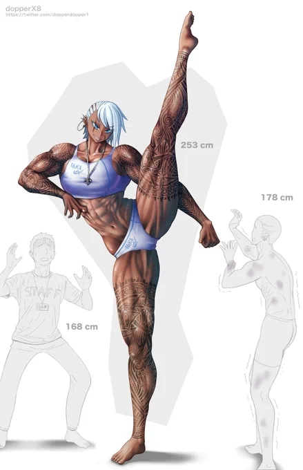 「チャンプ耐えるね〜❤️よっし、次は頭いくぞ💢」
"Aha❤️ you're still standing, Mr. World Champion... Gooood! Then, the next target is your head! Ready?"
#buffgirl #musclegirl  #originalcharacter #OC 