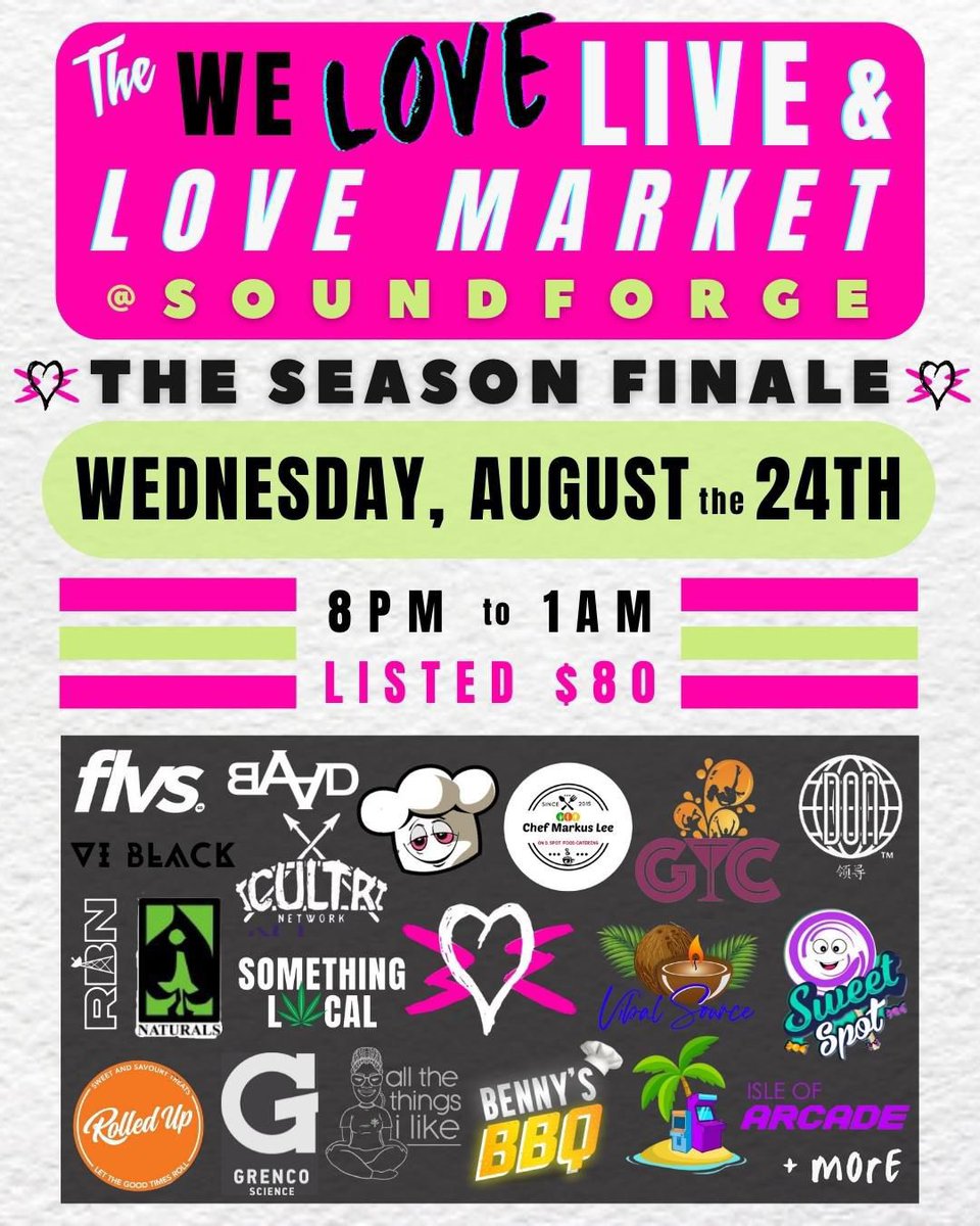 welovenetwork's tweet photo. We 💓 LIVE & Love Market
THE SEASON FINALE
24.08.22
soundforge
• HAPPY HOUR • 8pm - 9pm
• FREE @gtc_tt SHOTS ON ENTRY
• DRINKS SPECIALS
Get Listed weloveconnect@gmail.com
#WeLoveWednesdays #WeLoveNetwork #WeLoveLive #WeLoveMarket #SeasonFinale https://t.co/e48W62Vw8R