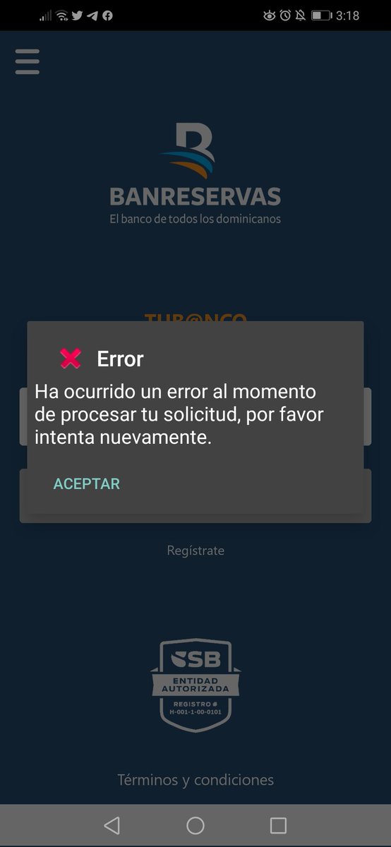 ojoSconESO's tweet photo. @BanreservasRD usuarios reportan error para acceder a la App de Banreservas. Tienen conocimiento? @SuperdeBancosRD @SIN24Horas @nuriapiera @donfelixSPM @CDN37 https://t.co/ezuJbAHdP0