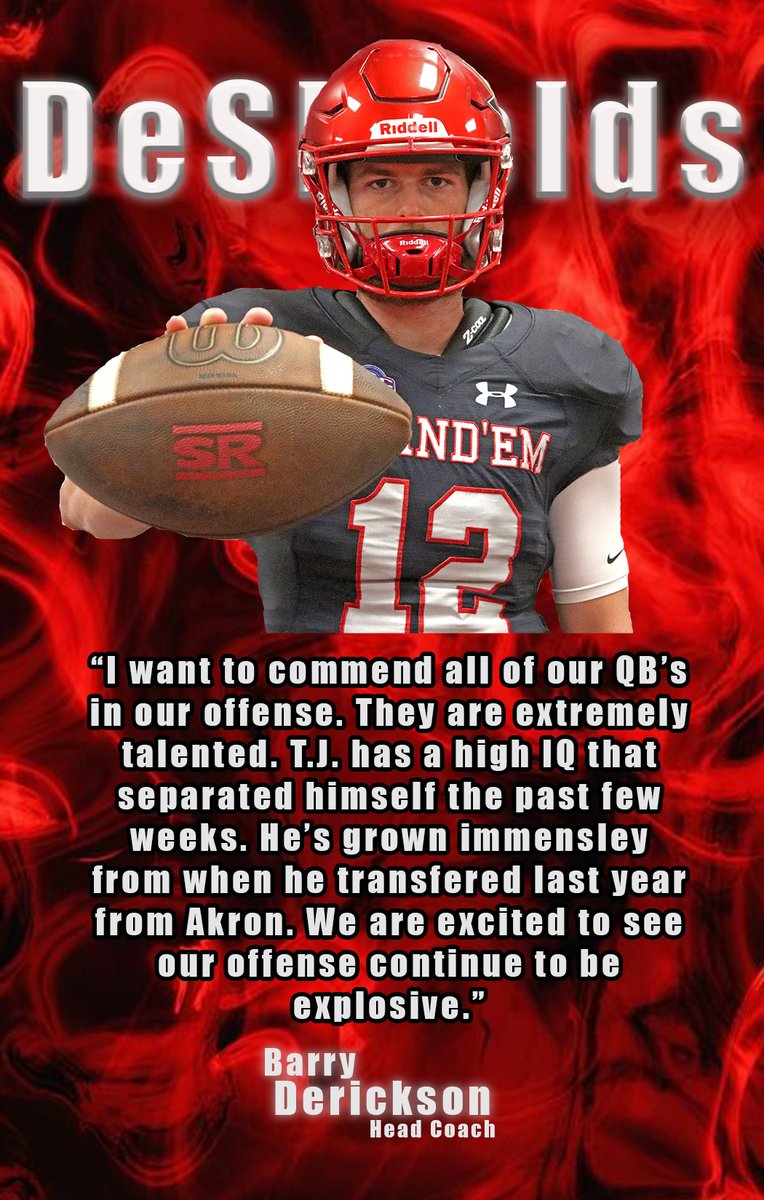 SRSUFootball's tweet photo. 🗣️Head coach Barry Derickson on naming QB1➡️T.J. DeShields

#BurnTheShips | #BrandEm https://t.co/NQDwAqVfG6