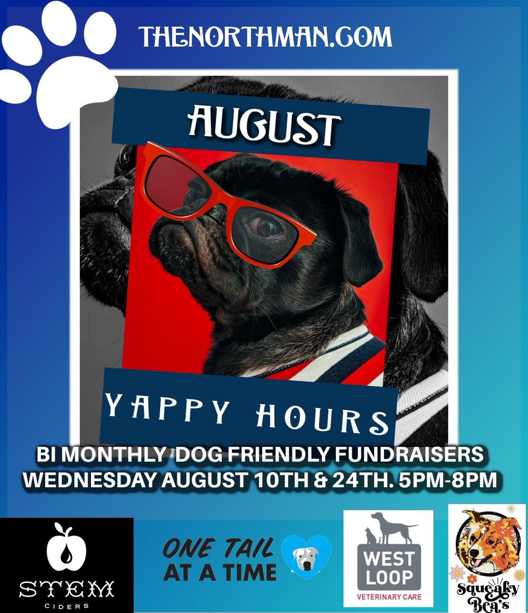 the_riverwalk's tweet photo. Paws up if ur coming to our #YappyHour tomoro? 25% of all @stemciders sales will be donated to @onetailatatime. West Loop Vets will be here with treats & samples for ur pups! Gatorwater live 5pm-7pm.
#dogfriendly #dogfriendlyevent #happyhour #dogsofchicago #dogmomlife #dogdad https://t.co/Z9ipZDVAZB