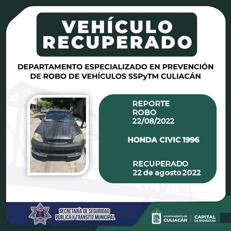 SSPyTM_Culiacan's tweet photo. #VehículosRecuperados ll Estos son los vehículos recuperados del 18 al 22 de agosto, por elementos del Departamento Especializado en Prevención de Robo de Vehículos de la SSPyTM Culiacán. (1)

#SSPyTM #DEPROV #CapitaldeBienestar #911Emergencias #C4iSinaloa https://t.co/z6z3wfWPYh