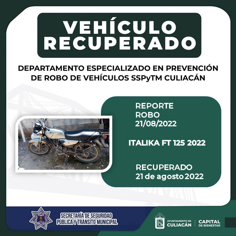 SSPyTM_Culiacan's tweet photo. #VehículosRecuperados ll Estos son los vehículos recuperados del 18 al 22 de agosto, por elementos del Departamento Especializado en Prevención de Robo de Vehículos de la SSPyTM Culiacán. (1)

#SSPyTM #DEPROV #CapitaldeBienestar #911Emergencias #C4iSinaloa https://t.co/z6z3wfWPYh