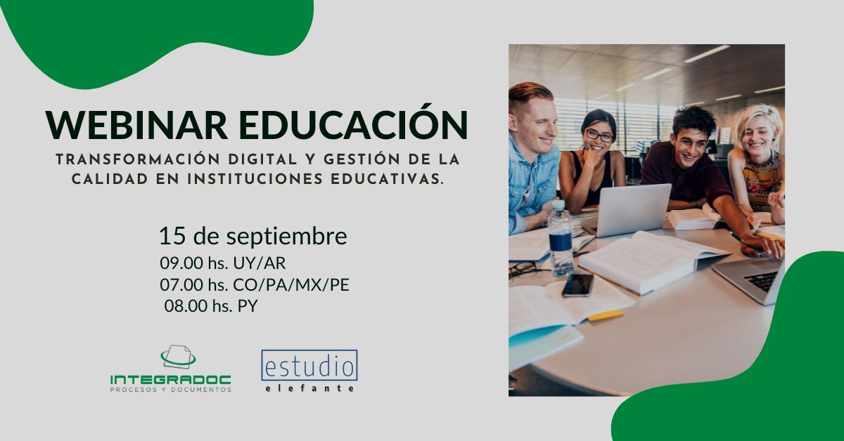 INTEGRADOC (@integradoc) on Twitter photo ¡Ya puedes registrarte a nuestro nuevo Webinar! Junto a  Estudio Elefante, organizaremos un nuevo evento virtual. El foco será la transformación digital y gestión de la calidad en Instituciones Educativas. 
Ya puedes registrarte aquí: bit.ly/3AssVFv ¡Ya puedes registrarte a nuestro nuevo Webinar! Junto a  Estudio Elefante, organizaremos un nuevo evento virtual. El foco será la transformación digital y gestión de la calidad en Instituciones Educativas. 
Ya puedes registrarte aquí: bit.ly/3AssVFv