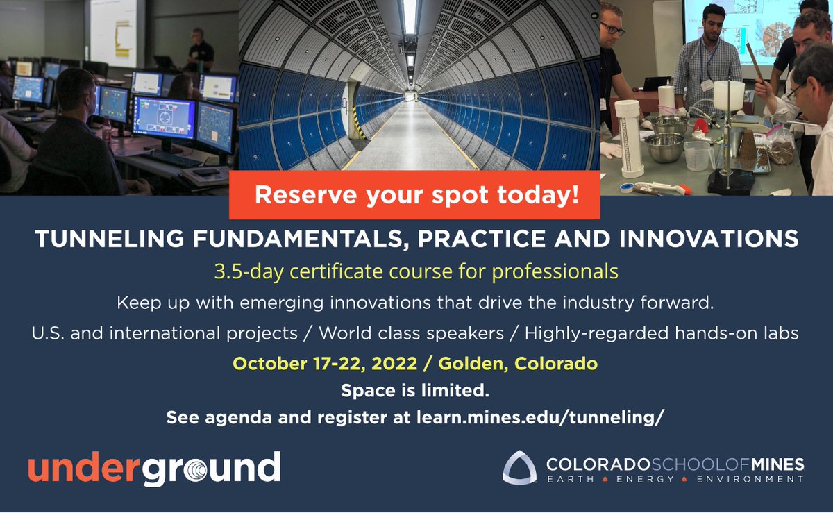 $150 Off Registration--Mines' Tunneling Short Course - learn.mines.edu/tunneling/