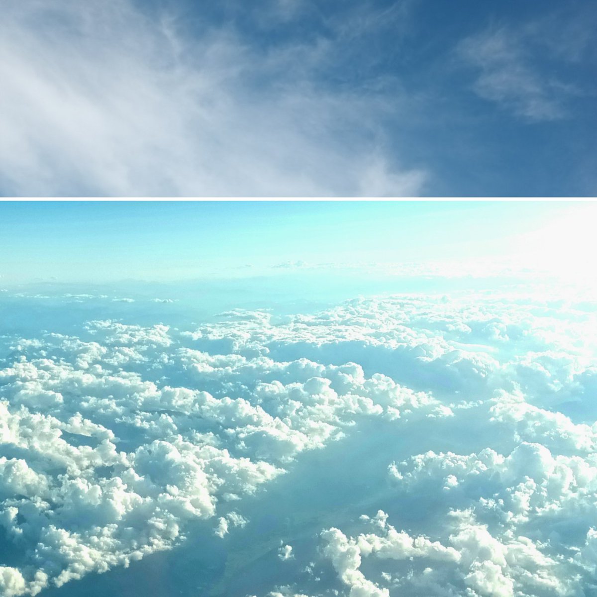andreanhj's tweet photo. moving above the clouds and then still, below the clouds #cloudscape #travels #adventure #time #to #think #clouds #sky #skyscape #SplitImage https://t.co/Yw6O2vyOXf