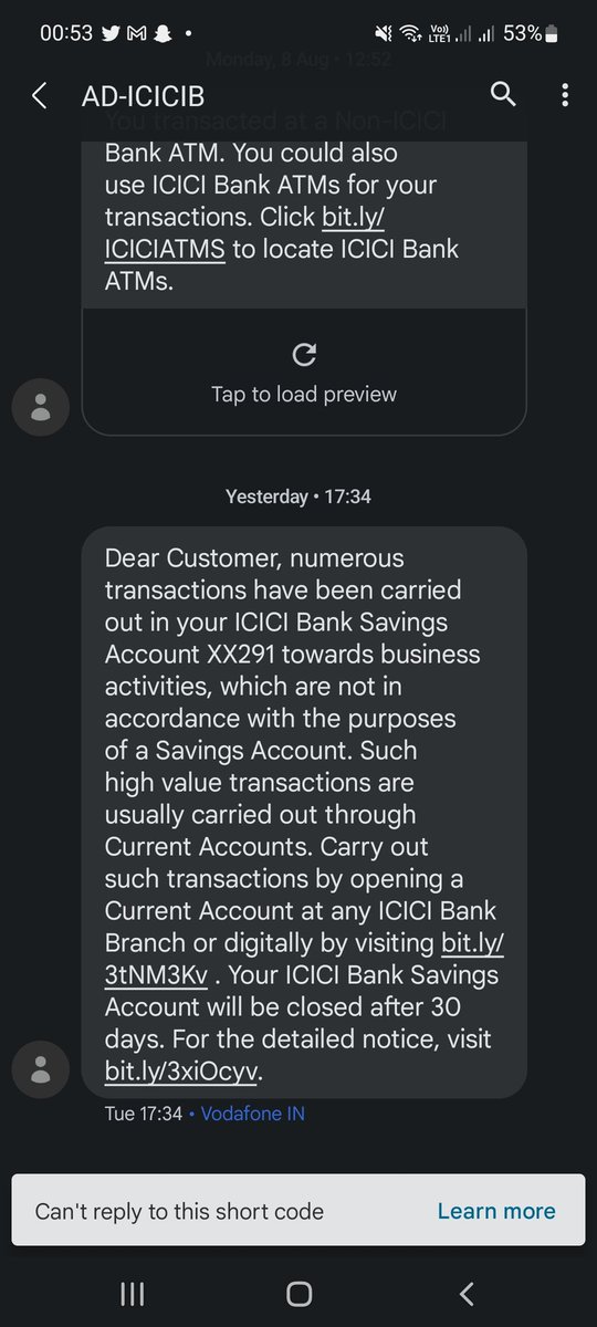 aditya313shetty's tweet photo. @ICICIBank_Care @chary582 I have received the same message for account closure in 30 days .
For what purpose is it being sent .
Have the same account for more than 9 years and now this https://t.co/SJfxWL0OQV