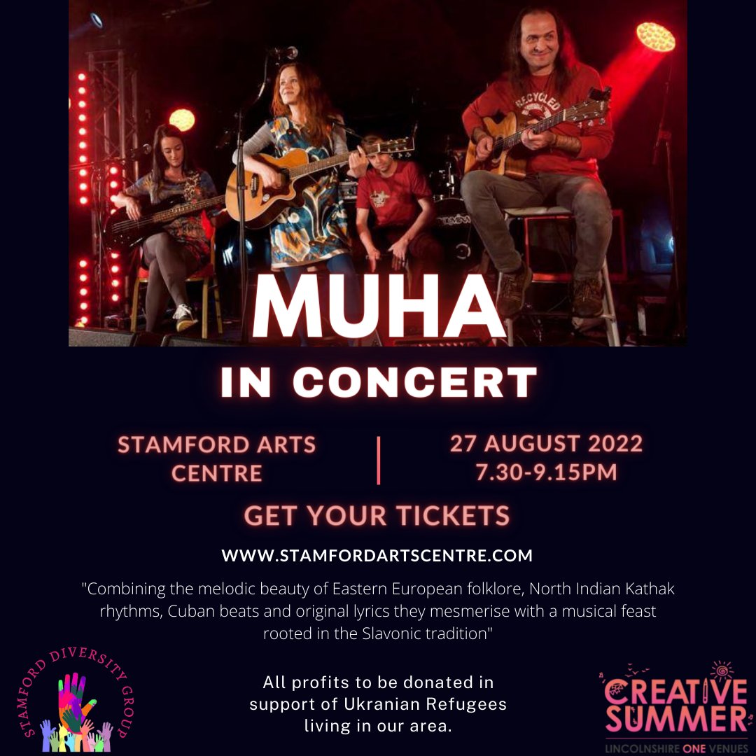 StamfordDFest's tweet image. #LiveMusic - MUHA
🇺🇦 This is a fundraising concert 🇺🇦 
💙 All profits go towards local Ukrainian families. 💛 
Sat 27 Aug, Stamford Arts Centre Ballroom 
Tickets available from @stamfordarts - stamfordartscentre.com/whats-on/all-s…
 #standwithukraine @LincsOneVenues
 #CreativeSummer