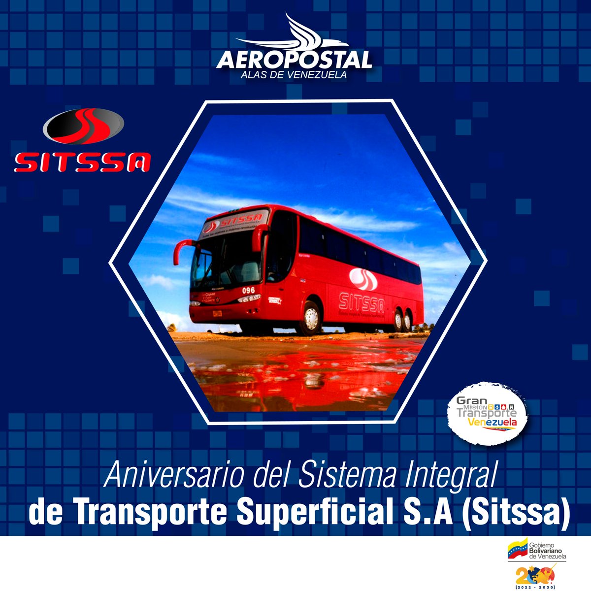 La Gran Familia Aeropostal extiende sus felicitaciones a la fuerza trabajadora del @SSitssa quienes arriban a su 15º Aniversario, comprometidos en el servicio de transporte para el pueblo venezolano.

¡Felicitaciones, sigamos juntos promoviendo el fortalecimiento de la GMTVen!