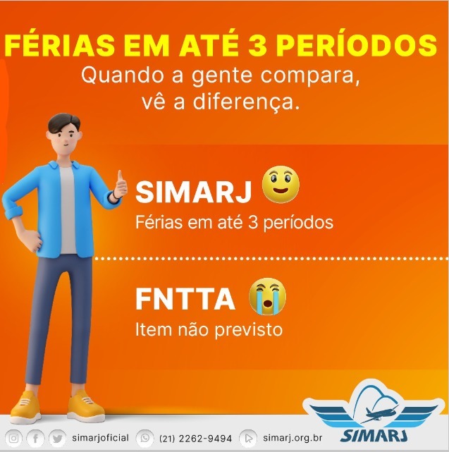 simarjoficial's tweet photo. Contra fatos não há argumentos mesmo! Vejam só, a CCT do Simarj prevê que as férias podem ser gozadas em até três períodos. Já na CCT da FNTTA não há previsão deste direito para os trabalhadores e trabalhadoras aeroviárias.
Simarj, aqui a gente conquista!
#simarj
#aeroviarios https://t.co/H7TdVAgtEf