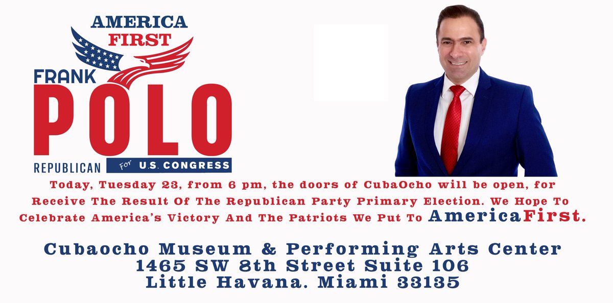Do not hesitate to stop by and say hi if you go to CubaOcho today. We'll be there to receive the results and celebrate! #AmericaFirst