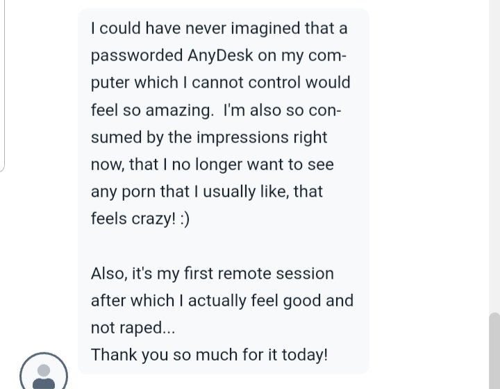 AnisaGiantess's tweet photo. A well communicated device control session can leave you with a great variety of emotions.  
Read below direct feedback after a session
#techdomina #devicecontrol #anydesk #femdom https://t.co/r8x8jwmS8Q