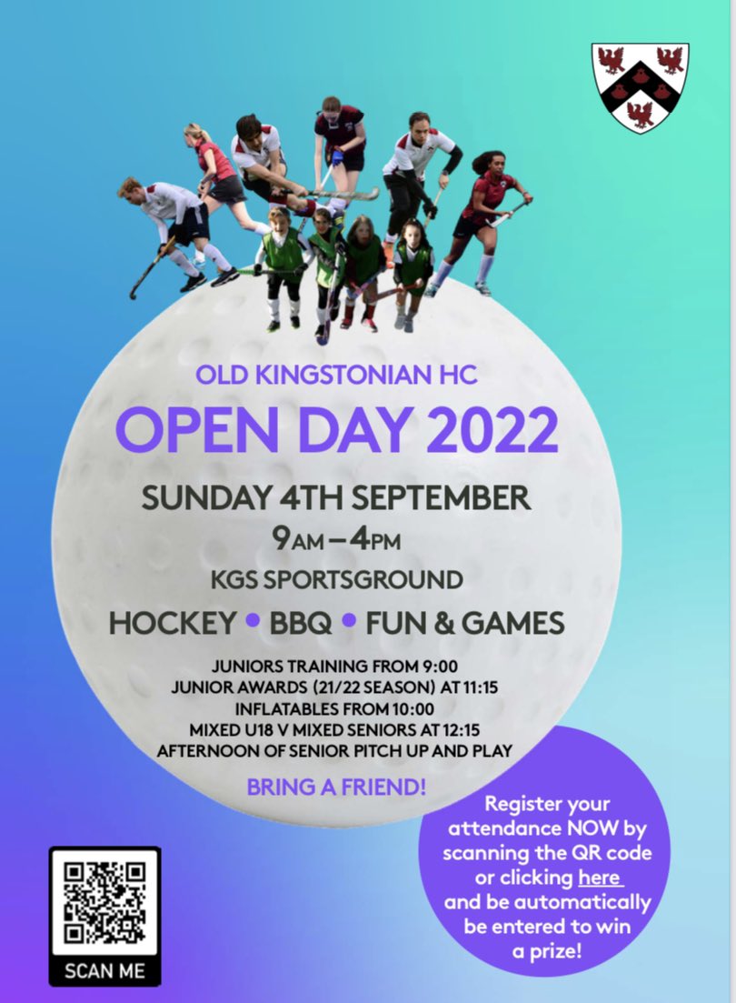 OKhockeyjuniors's tweet photo. Join us at the beautiful @KGS1561 sports field for huge family season kick off.  Brush the cobwebs off your stick and sign up.  Training, Awards, Matches, BBQ and support our amazing @OKhockeyjuniors as they take on @OldKingstonianH .  Everyone welcome #hockeyfamily 🏑🏑 https://t.co/5qLAPKnZLX