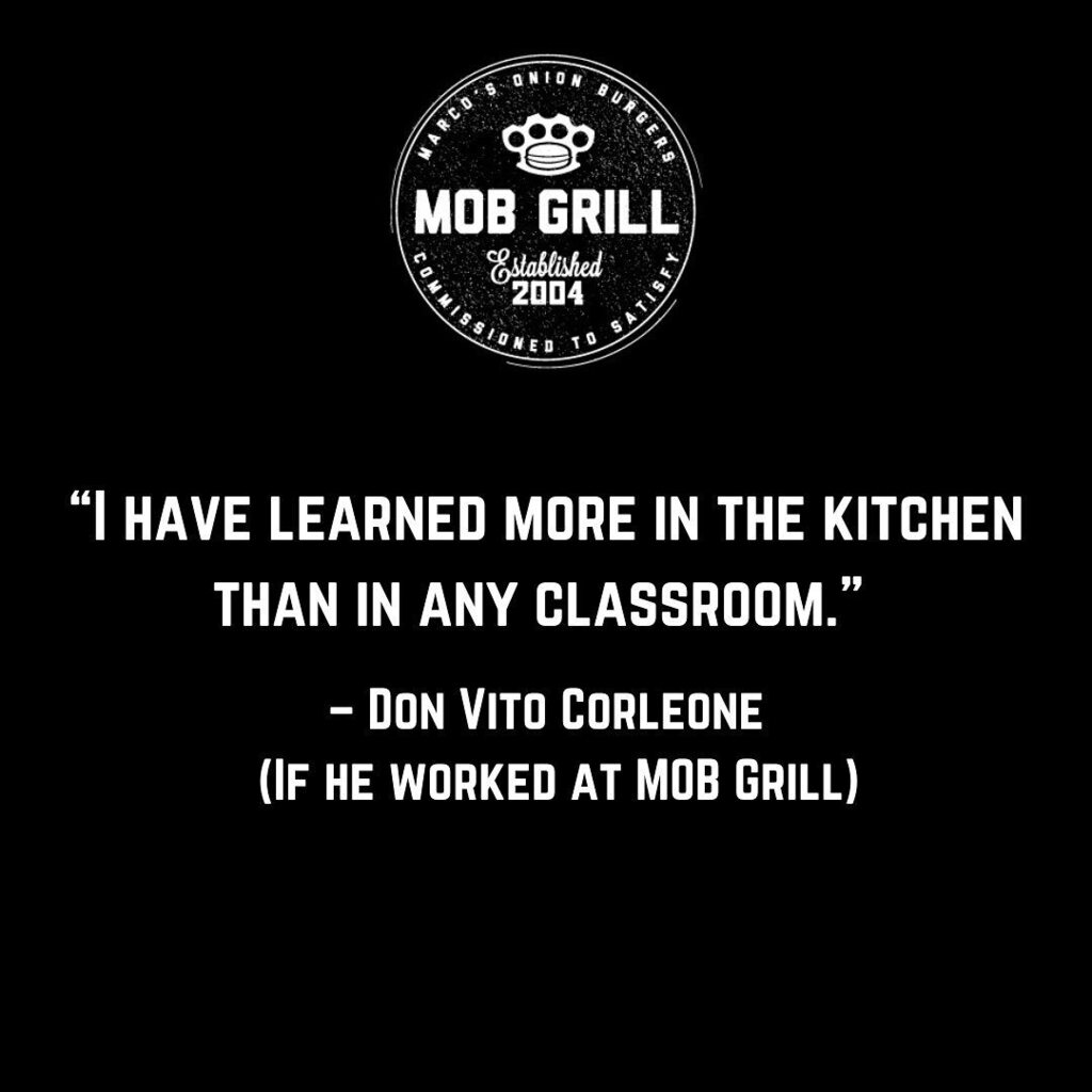 MOBGrill's tweet photo. If you can’t stand the heat, you might wanna stay outta my kitchen, but you’re always welcome to eat my food and break bread with me …. capiche!?
.
.
.
#mobgrillokc #autoalley #mobquotes #bestburgerokc #besteatsokc #onionburger #okcburger #parlorokc https://t.co/KU8GYwsCbM