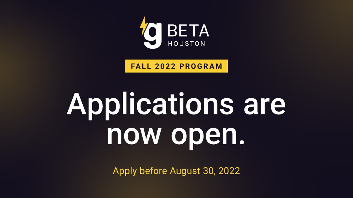 #Houston #startups ! There's ONE WEEK left to apply for the gBETA Houston Fall 2022 program! Submit your application today! @gener8tor gener8tor.com/gbeta/houston#…