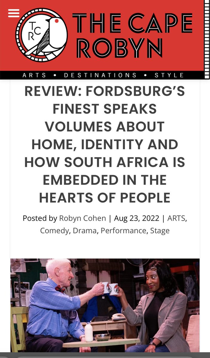 TheCapeRobyn's tweet photo. πΏπ¦π Homeground? Paul Slabolepszy Fordsburgβs Finest on @TheatreOnTheBay speaks volumes about home, identity and how South Africa is embedded in the hearts of people.
#chooselive
Review:
https://t.co/zQmXxqTO94 https://t.co/ML5vsBHZno