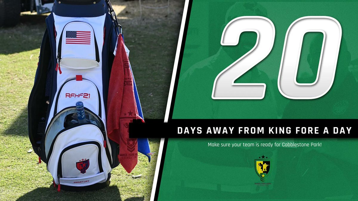 𝗟𝗲𝘀𝘀 𝘁𝗵𝗮𝗻 𝟯 𝘄𝗲𝗲𝗸𝘀! 

We're 20 days away from our King Fore A Day tournament at Cobblestone Park!

Not registered yet? Make sure to do so today - Join Us!
⛳️  buff.ly/3cddpnu