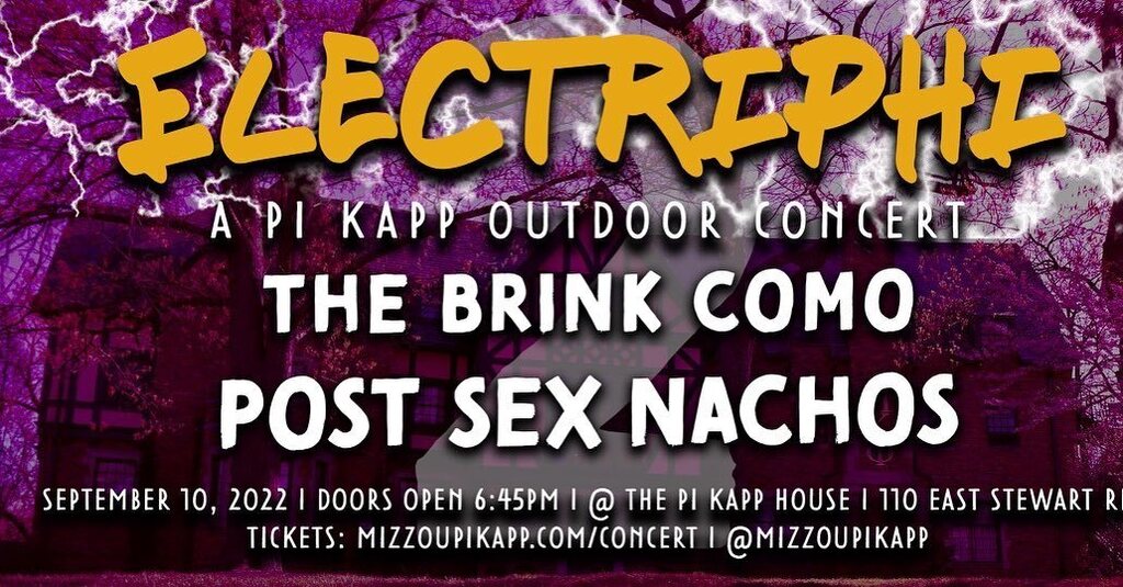 ELECTRIPHI IS BACK!
Tickets are on sale now!
Purchase at:
mizzoupikapp.com/concert
(in bio)

Money raised from this event will benefit the Ability Experience and we can’t wait to see you there! 
<a href="/postsexnachos/">Post Sex Nachos</a> <a href="/thebrinkcomo/">The Brink</a>.official instagr.am/p/ChnSpyWvmoM/