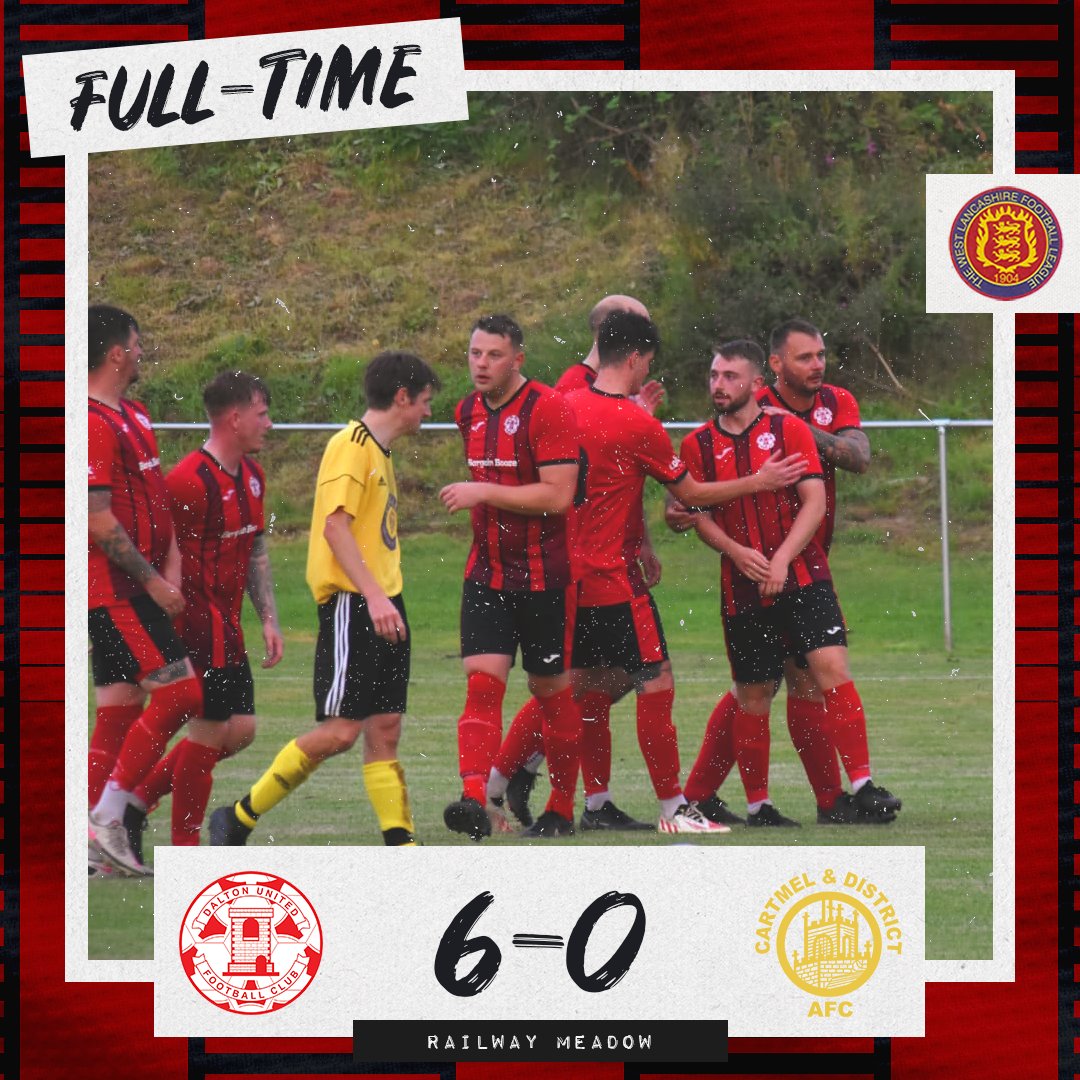 daltonunitedfc's tweet photo. 𝗙𝗜𝗡𝗔𝗟 𝗦𝗖𝗢𝗥𝗘 - First win of the season for the home team at the Meadow!

#DaltonUnited 6 - 0 @CartmelAFC 

⚽️ Goalscorers
McMurdo
Chubb (Pen)
Chubb
OG
Chubb
Chubb https://t.co/tMcPotoOO7