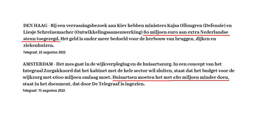 80 miljoen bezuinigen op huisartsen, 80 miljoen naar Oekraïne.