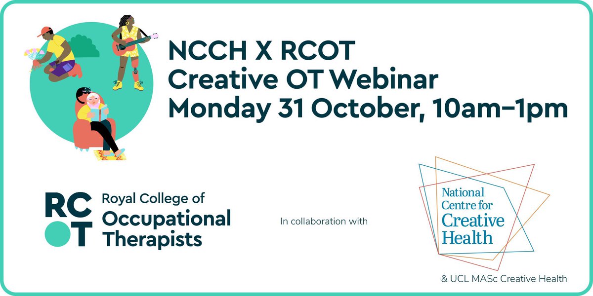 hannah_sercombe's tweet photo. The #OTalk this evening has shed light on the incredible #creativehealthOT community and the #creativethinking OTs use to address health need. In light of this Iโm excited to announce a #CreativeOT webinar in collaboration with the @theRCOT @TheNCCH @MascUCL https://t.co/CBuu3odTz6