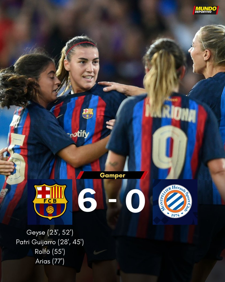 mundodeportivo's tweet photo. 🔵🔴 El @FCBfemeni se lleva el Trofeo Joan Gamper con una goleada ante el Montpellier https://t.co/0ql5KEDLP4