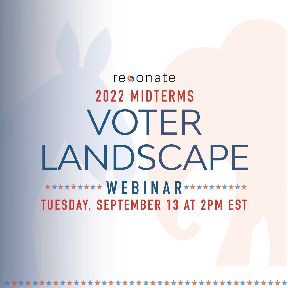 ResonatePA's tweet image. Join us for the live release of the 2022 Midterm Voter Landscape on September 13th at 2 PM EST, and meet the voter segments your campaign must understand on the road to victory this election cycle. 

Register here: bit.ly/3woXuJw

#voting #midterms2022 #politics