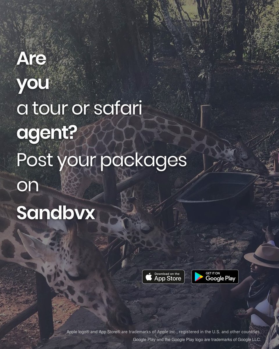 sandbvx's tweet photo. Are you a tour operator or safari agent? Post your packages on #sandbvx app.
Create more awareness, reach a wider market and gain new clients.
#sandbvx app; buying and selling made easy.
Download now on #AppStore and #GooglePlay https://t.co/iSclOaa6zX