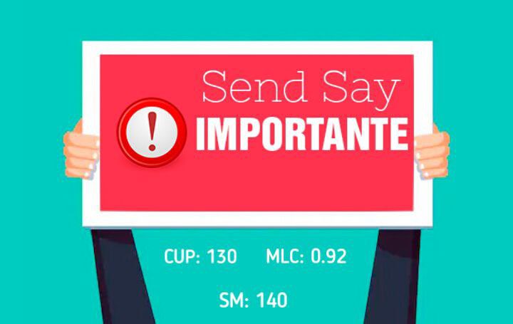 sendsay_store's tweet photo. Les tenemos ¡¡EXELENTES NOTICIAS!!

🔹Envíos a CUP
Por cada Dólar recibirá $130 CUP

🔹Envíos a MLC 
Por cada Dólar recibirá $0.92 MLC

🔹Recargas de Saldo Móvil y Nauta
Por cada Dólar recibirá $140 CUP de Saldo https://t.co/lbb3yg2xYI