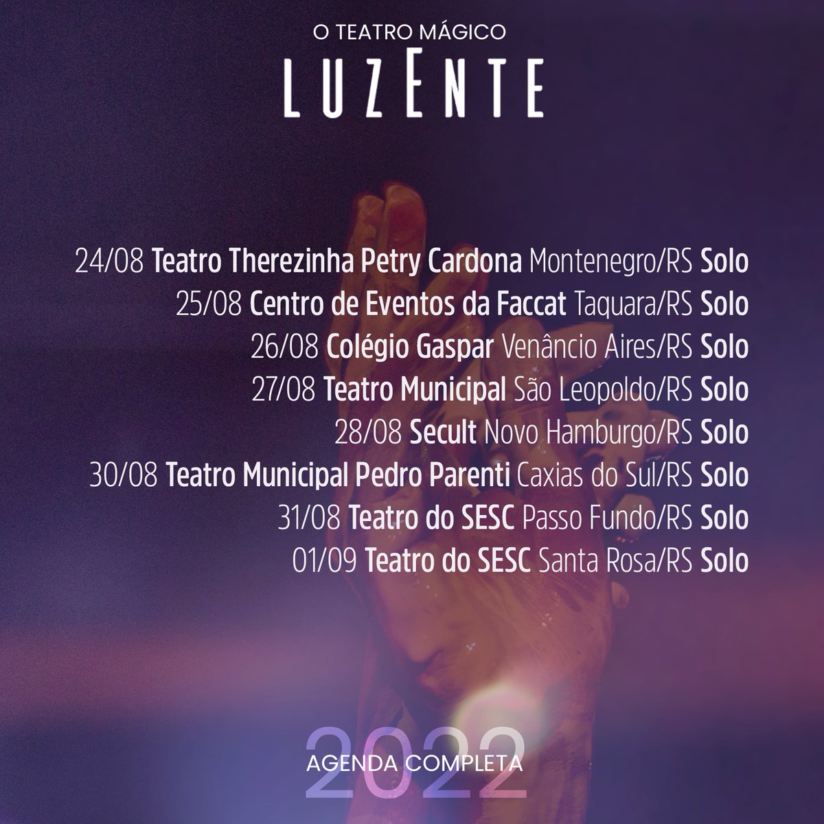 oteatromagico's tweet photo. 📢📢📢 Agenda atualizada da turnê de Luzente passando no seu feed! https://t.co/JriLsr4Aky