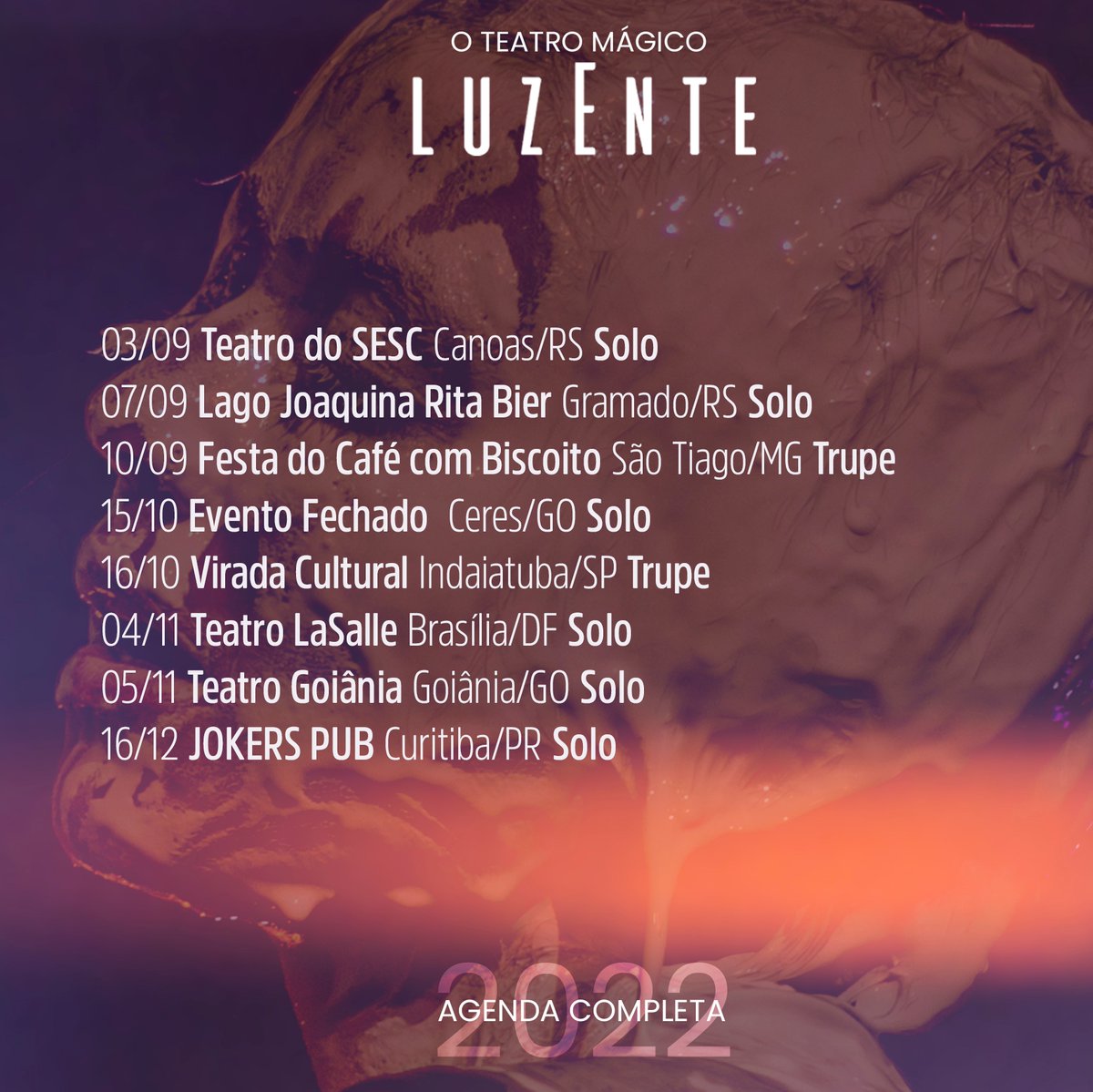 📢📢📢 Agenda atualizada da turnê de Luzente passando no seu feed!