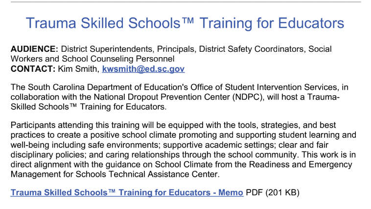 Natalie Osborne Smith, EdD (@smithno2) on Twitter photo <a href="/LexingtonOne/">Lexington County School District One</a> educators, be sure to check out this <a href="/EducationSC/">S.C. Department of Education</a> training available to educators. It is free, and you can earn recertification points for successful completion! For more details, click the link.
ed.sc.gov/newsroom/schoo… <a href="/LexingtonOne/">Lexington County School District One</a> educators, be sure to check out this <a href="/EducationSC/">S.C. Department of Education</a> training available to educators. It is free, and you can earn recertification points for successful completion! For more details, click the link.
ed.sc.gov/newsroom/schoo…