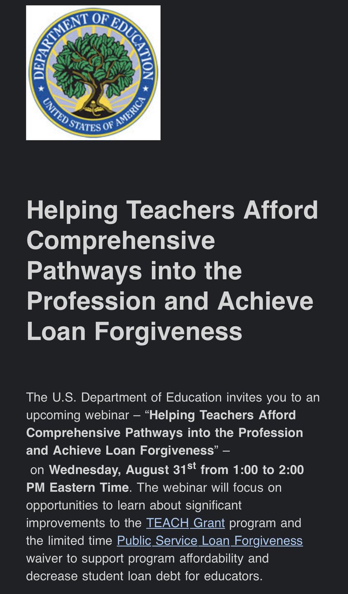 SarahKCochran's tweet photo. @usedgov “Respecting and honoring teachers” by scheduling a webinar during school hours? I feel so seen. 🤷🏻‍♀️ https://t.co/MHTz24L81p