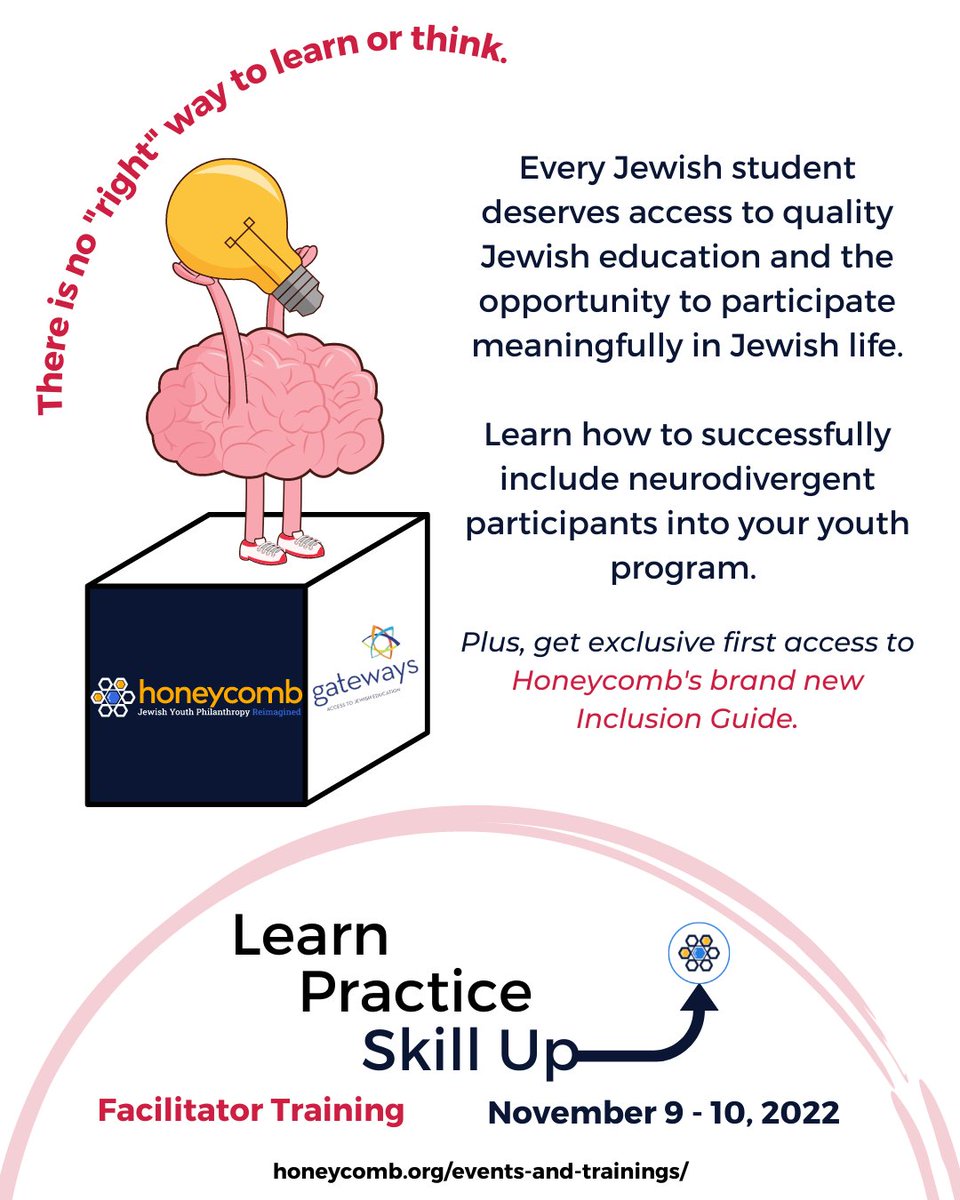 Attend a dedicated workshop at our Facilitator Training to learn how to successfully include #neurodivergent participants into your #youth program.
🐝 Register today - lnkd.in/eAYVdKz9
 🐝Workshop in partnership with <a href="/Gates2JewishEd/">Gateways Access to Jewish Education</a> 
--
#Jewish #JewishEducator